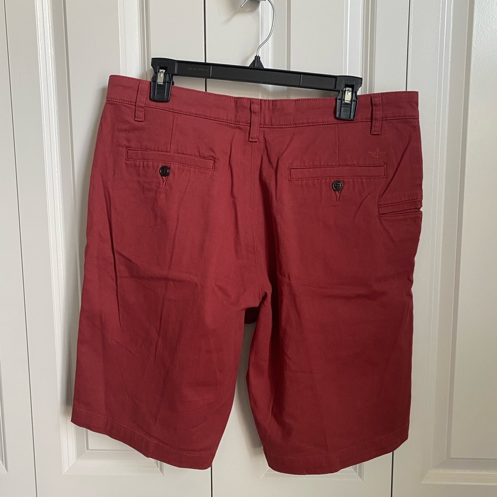Dockers Men's Flat-Front Shorts in Brick Red - Picture 2 of 7